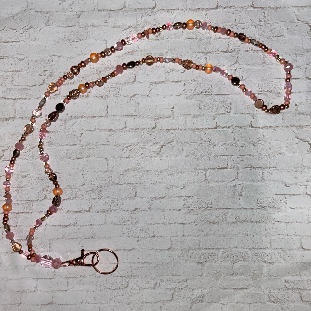 Rose gold handcrafted lanyard - Picture 1 of 4